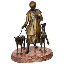 Bronze, Bergman style 19th Century Arab hounds man.