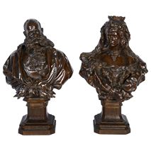 Fine pair 19th Century Bronze busts of a Dutch King and Queen.