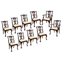 Set of 8 Chippendale style dining chairs, 19th Century.