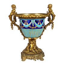 Classical 19th Century French Majolica porcelain and ormolu urn.