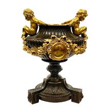 C19th Classical bronze urn. 9.5"(24cm) high