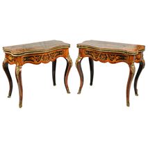 Pair 19th Century Marquetry card tables
