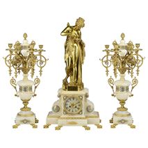 Large 19th Century French Louis XVI style mantel clock set.
