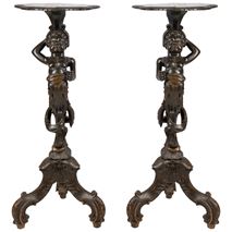 Pair Venetian carved Walnut Torchas, C19th