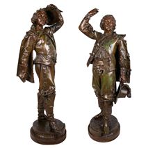 Large pair 19th Century bronzed Spelter Caveliers