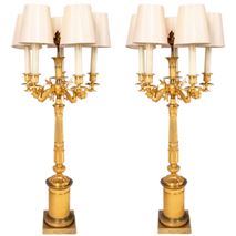 Pair 19th Century French Empire style lamps.