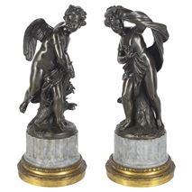 Pair 19th Century classical bronze statues.