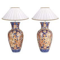 Pair impressive 19th Century Japanese Imari vases / lamps.