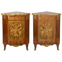 Pair 18th Century style French corner cabinets.