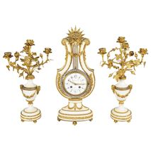 19th Century French Lyre shape clock set.