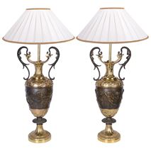 Pair classical bronze vases / lamps.19th Century