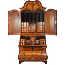 18th Century Dutch Marquetry Bureau Bookcase