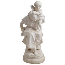 19th Century Marble statue of mother and child, 31"(79cm)
