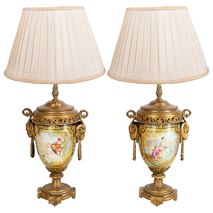 Pair of 19th Century French Sevres Style Vases or Lamps