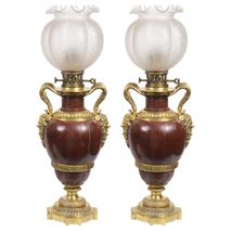 Impressive Pair of 19th Century Classical Marble Lamps