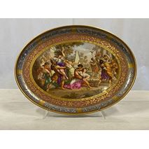 Large Vienna porcelain dish, Abduction of the Sabine late C19th 33cm (13") wide
