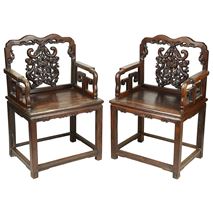 Pair of 19th Century Chinese Hardwood Armchairs