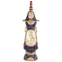 Large Masons iron stone pagoda lidded vase. 19th Century 150cm (59")