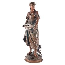 Eutrope Bouret bronze statue of Gypsy girl musician.