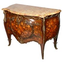 Fine Louis XVI style bombe shaped commode, attributed to Francois Linke