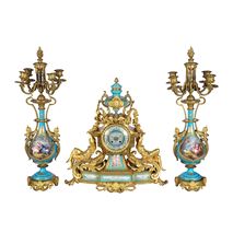 French Sevres style clock set, C19th