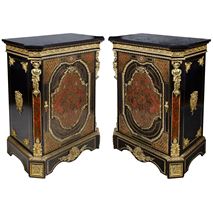 Pair 19th Century Boulle pier cabinets