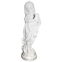 19th Century Marble young girl holding a flower. Signed; P. Della Vedova