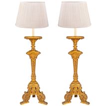 Pair of 19th Century carved giltwood torchas / lamps
