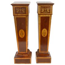 Pair 19th Century Classical inlaid pedestals, 120cm(47") high.