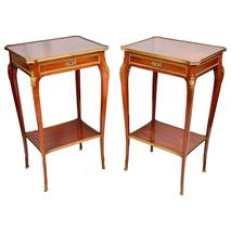 Pair Louis XVI style Mahogany side tables
