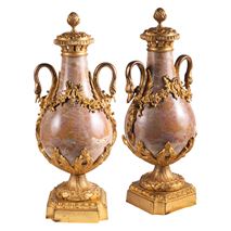 Pair 19th Century Louis XVI style marble vases