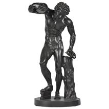 Classical antique bronze statue of nude male.