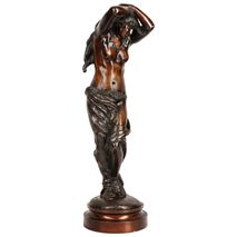 Classical semi nude bronze maiden, by Rousseau. 70cm(27.5")