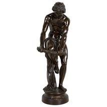 Classical bronze statue of a man woodsman. By Chambard 87cm(34") high