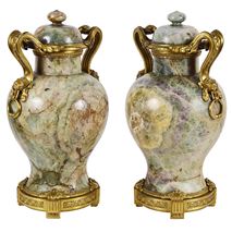 Rare pair 18th Century Quartz, ormolu mounted vases, circa 1780. 20"(51cm)