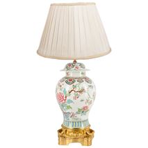 19th Century Samson Famille Rose style ormolu mounted vase / lamp.