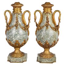 Pair Louis XVIstyle marble lamps, C19th.