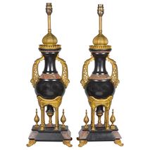 Pair Islamic influenced marble lamps, 19th Century.
