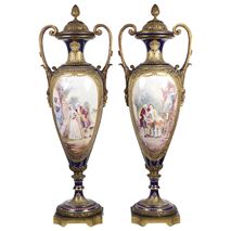 Large Pair Sevres Style Vases, 19th Century