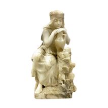 Classical C19th Alabaster statue of young Arab girl. 16"(40cm) high