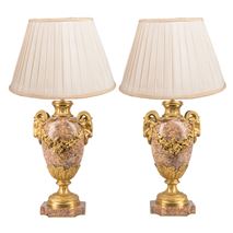 Pair Classical Louis XVI Style Marble and Ormolu Urns or Lamps, 19th Century