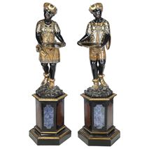 Pair 19th Century Venetian Blackamoor figures.