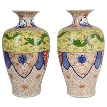Pair large 19th Century Imari vases