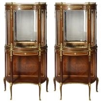 Pair French Louis XVI style Mahogany display cabinets, 19th century, Paul Somani