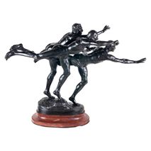 Bronze group of three runners, signed A. Boucher, circa 1900