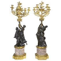 Large pair classical bronze and ormolu candelabra, circa 1880. 50
