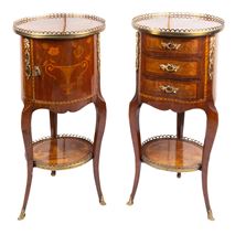 Pair French inlaid side cabinets, Louis XVI style, circa 1900