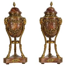 Pair 19th Century marble and ormolu urns. 