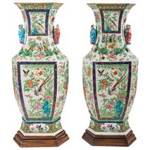 Pair 19th Century Chinese Cantonese / Rose medallion vases.