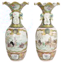 Large Pair of Meiji Period Satsuma Vases
